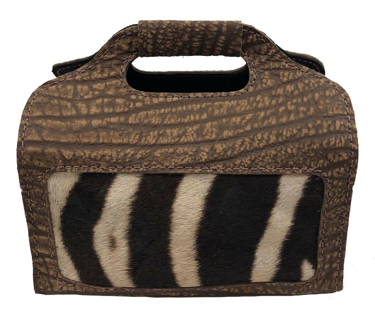 (image for) Zebra & Brown Cape Buffalo Hide 4 Box Shot Shell Carrier